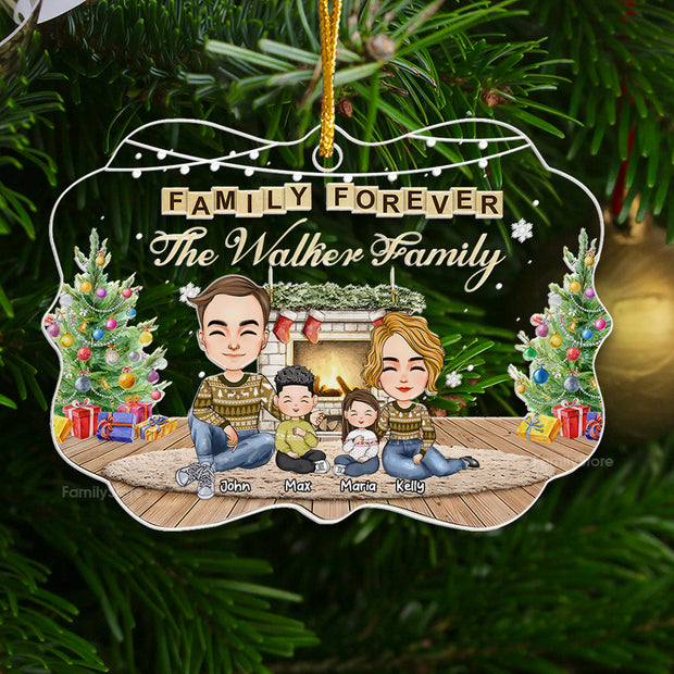 Forever Family - Christmas Gift For Family Members - Personalized Acrylic Ornament - CL33 NA94