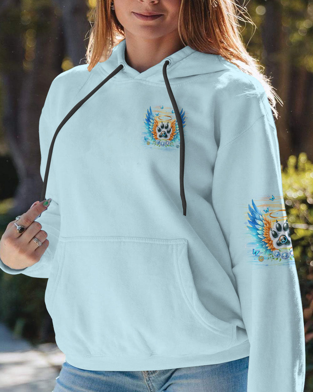 My Angel Has Paws Blue Wings Paw Pet Loss Remembrance AOP Shirts _4_ XF8qd