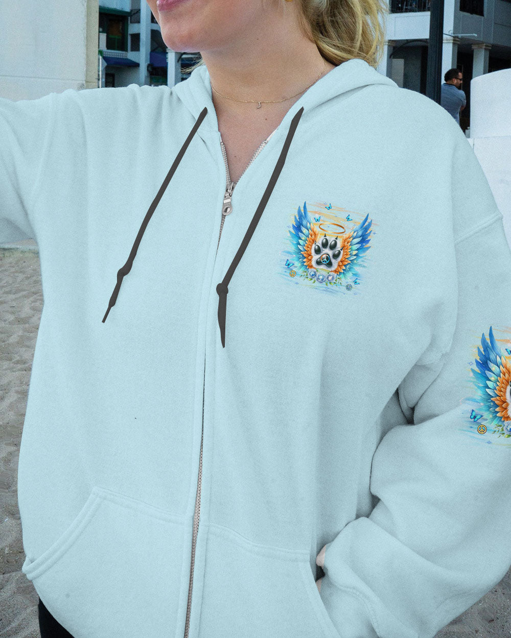 My Angel Has Paws Blue Wings Paw Pet Loss Remembrance AOP Shirts _8_ fiVAQ