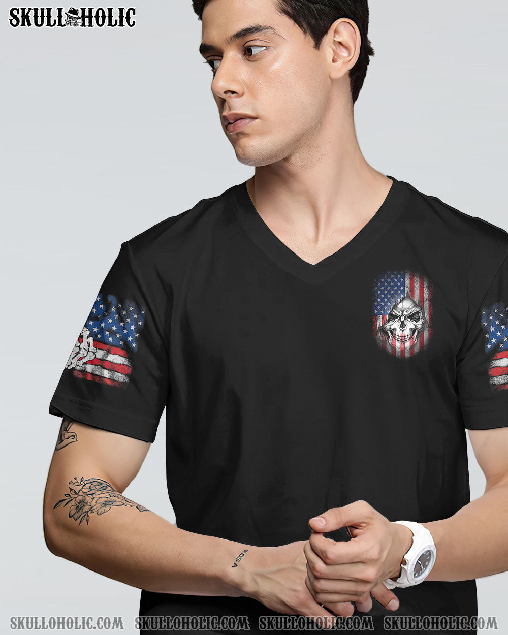 My Give a F Is Broken but My go F Yourself is Fully Funtional Patriotic Skull Flag AOP Shirts _12_ Z3KaI