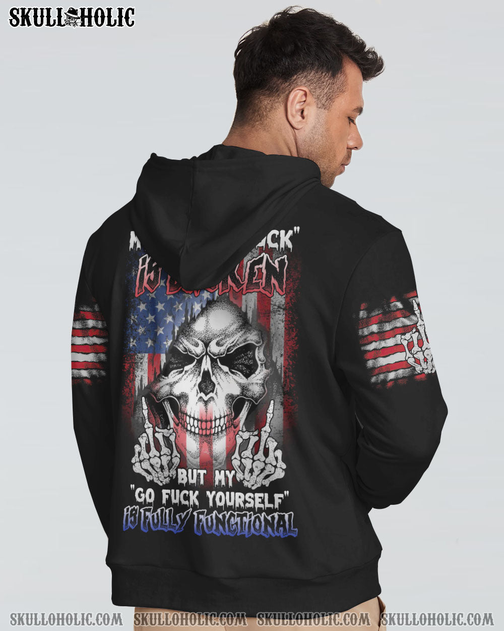 My Give a F Is Broken but My go F Yourself is Fully Funtional Patriotic Skull Flag AOP Shirts _3_ EY3pp