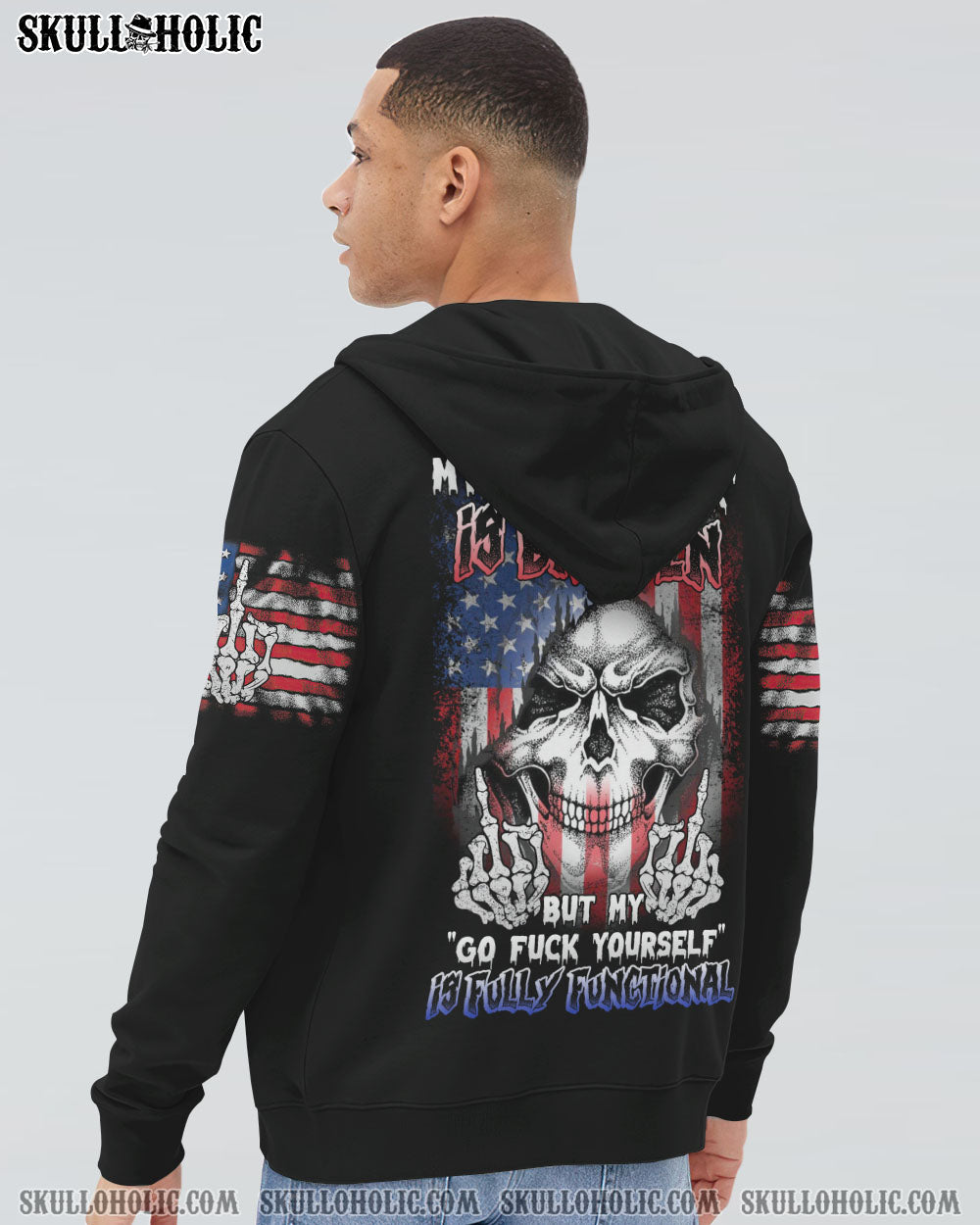 My Give a F Is Broken but My go F Yourself is Fully Funtional Patriotic Skull Flag AOP Shirts _7_ HOYsJ