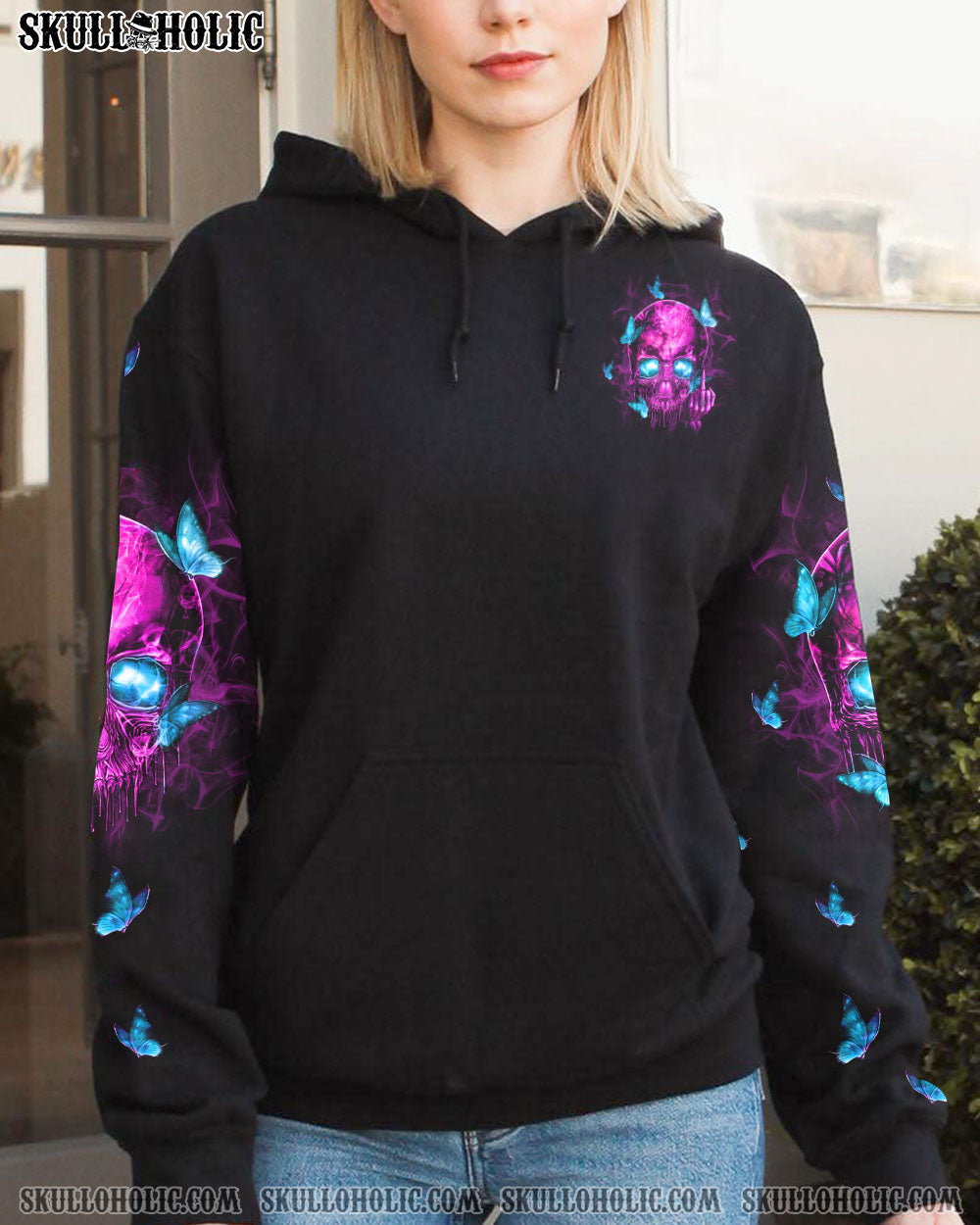 My Give a Fck Is Broken But My Go Fck Yourself Is Fully Functional Pink Skull and Butterflies AOP Shirts _2_ BsS2h