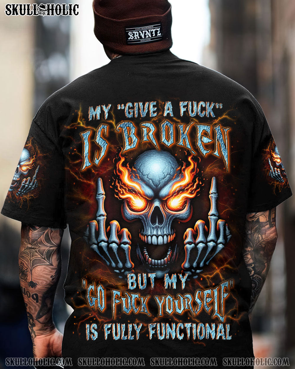 My Give a Fck Is Broken But My Go Fck Yourself Is Fully Functional Savage Gothic Tee AOP Shirts _1_ Bgxua