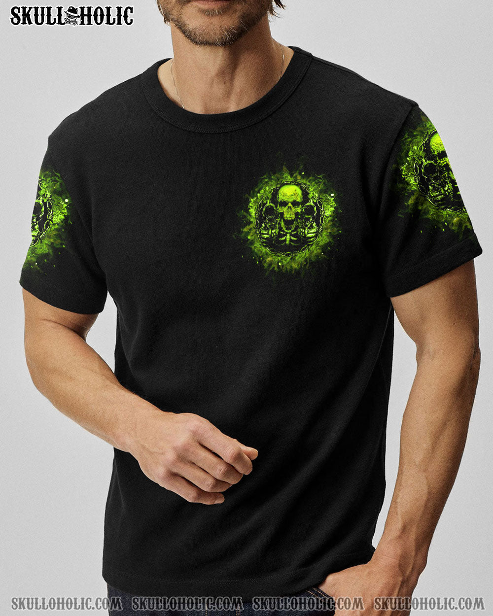 My Guns My Freedom Expect an Appropriate Response Green Skull Graphic Tee AOP Shirts _17_ pkgE2