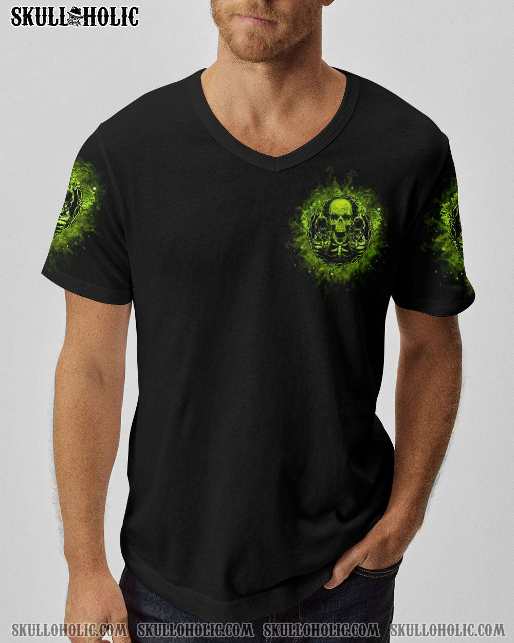 My Guns My Freedom Expect an Appropriate Response Green Skull Graphic Tee AOP Shirts _2_ pIxKE