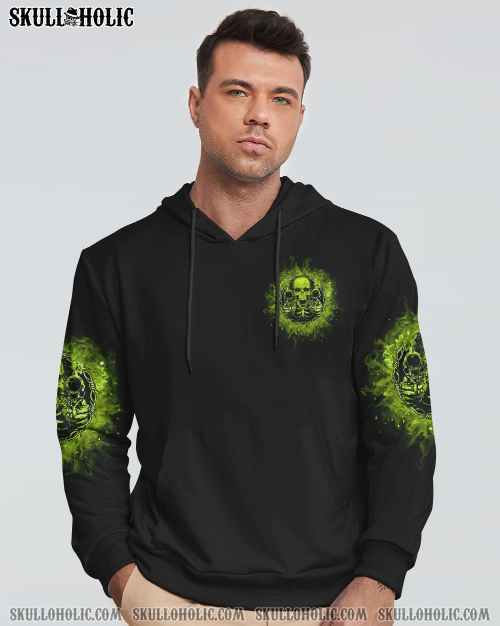 My Guns My Freedom Expect an Appropriate Response Green Skull Graphic Tee AOP Shirts _9_ OCQF1