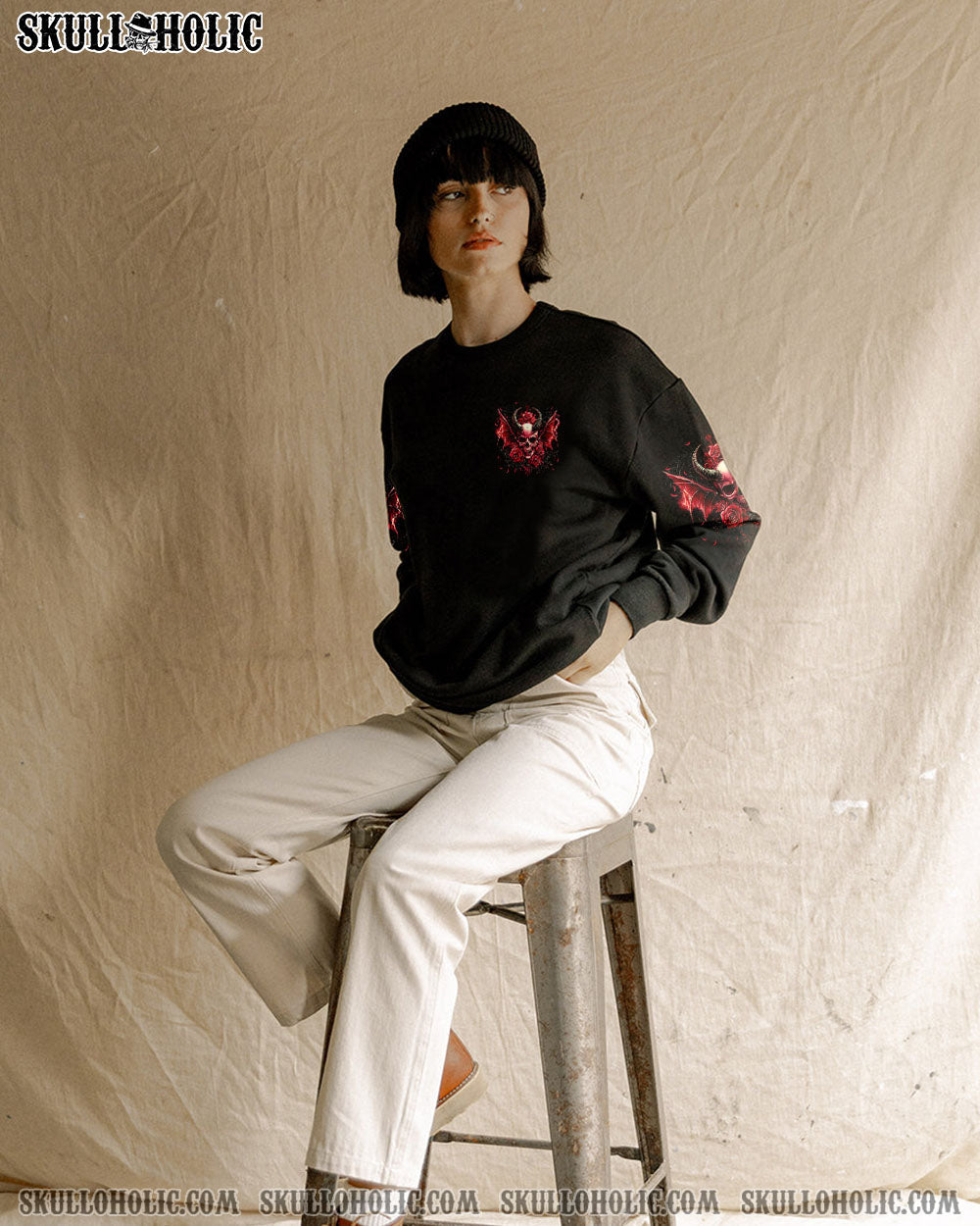 My Wing are Broken My Halos Bent Red Devil Skull and Roses Gothic Graphic AOP Shirts _4_ lcd6G