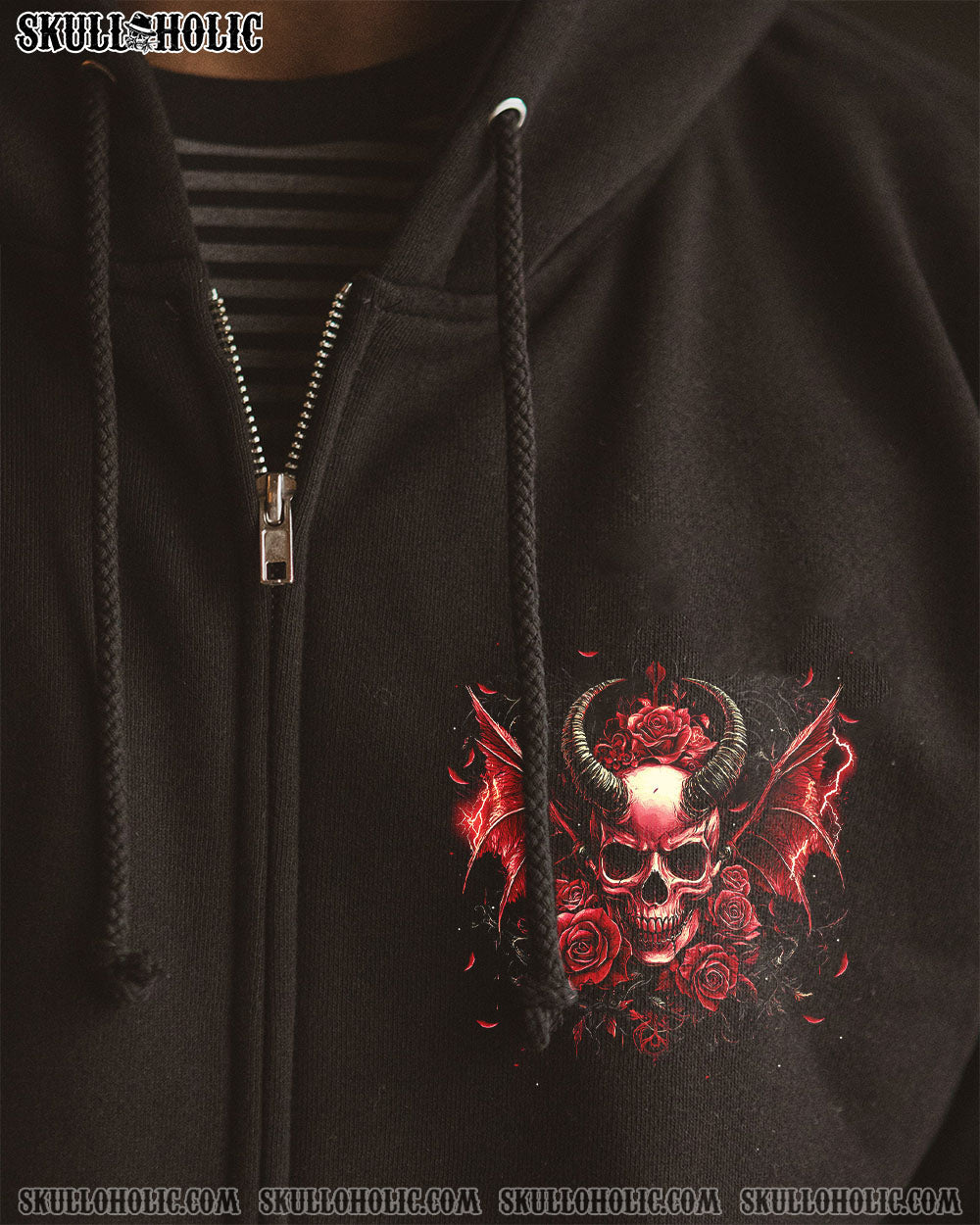 My Wing are Broken My Halos Bent Red Devil Skull and Roses Gothic Graphic AOP Shirts _6_ Zgbt7