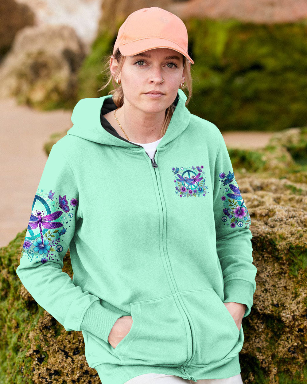 Never Get Old or Go Out of Style Kindness Dragonfly and Peace Sign Graphic AOP Shirts _10_ 1LZNL