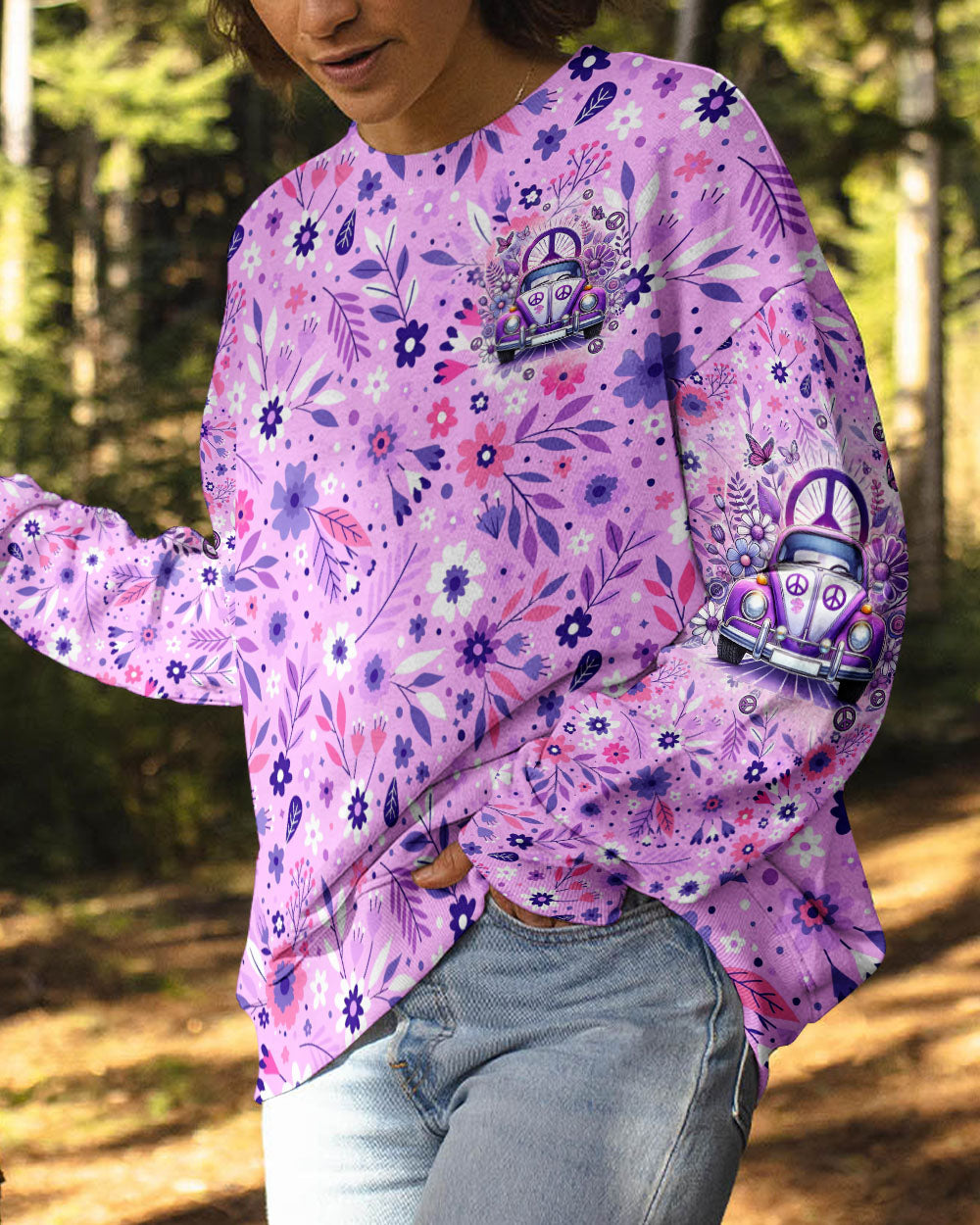 Never Lose Your Sense of Wonder Purple VW Hippie Car AOP Shirts _7_ h01kb