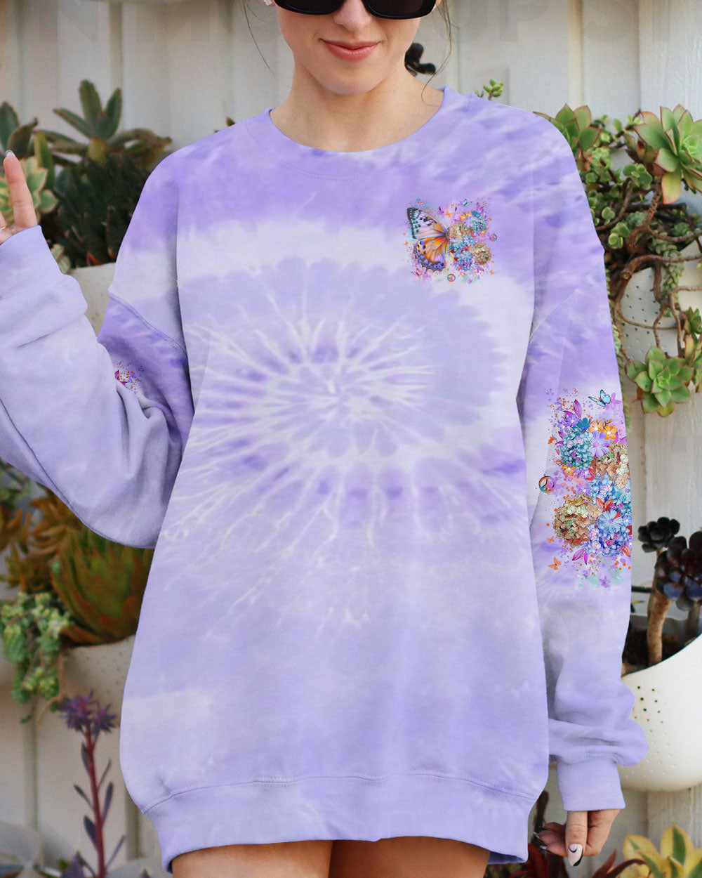 Never be Afraid of Change Purple Floral Butterfly Tie Dye AOP Shirts _2_ KnxWO