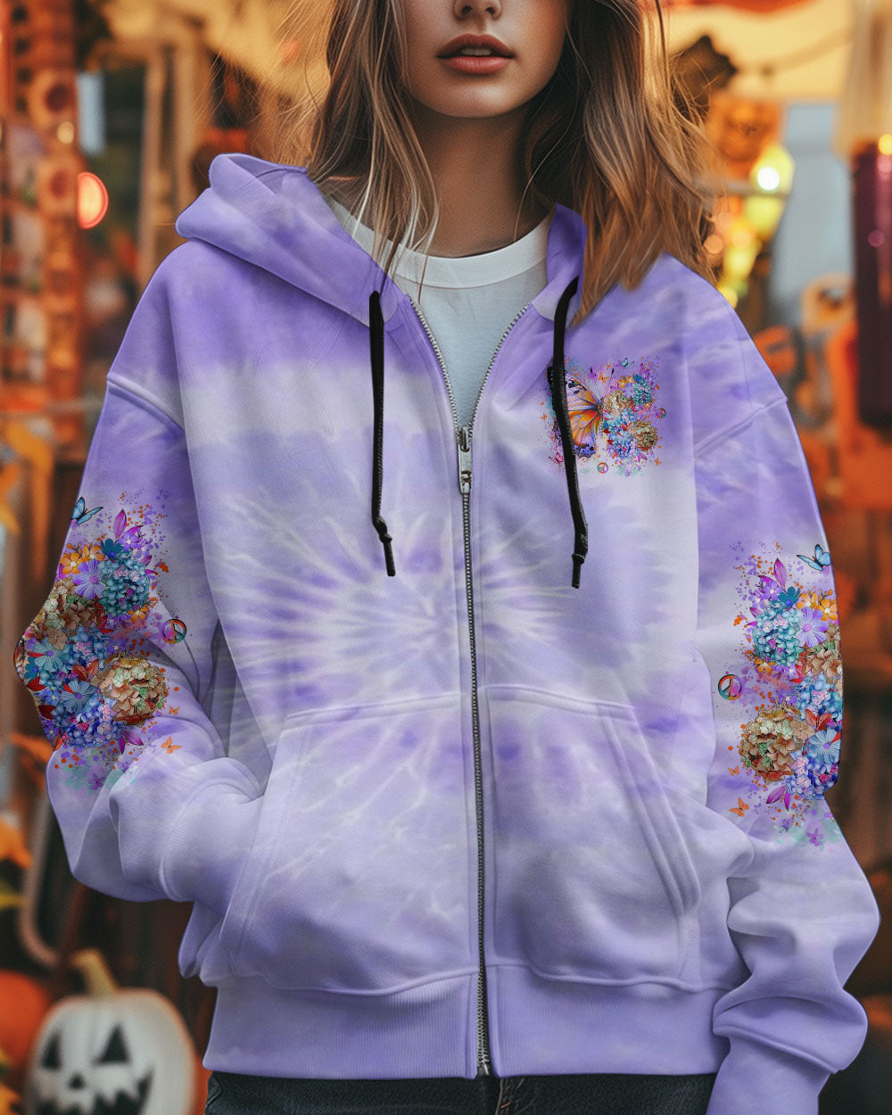 Never be Afraid of Change Purple Floral Butterfly Tie Dye AOP Shirts _4_ zRCX6