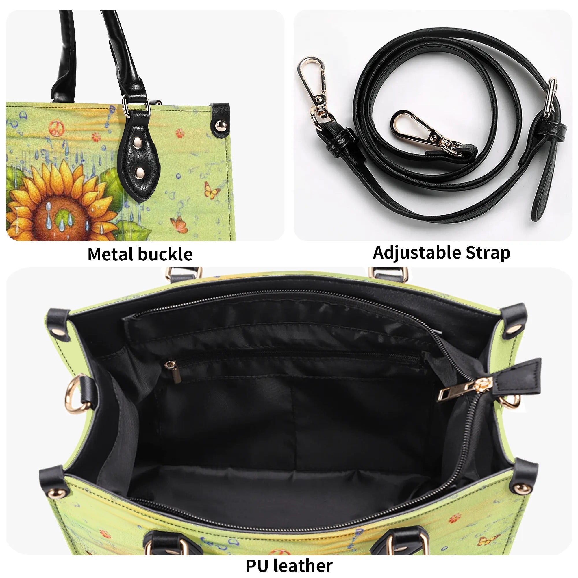 No Rain No Flowers Cute Frog with Sunflower Hippie Leather Bag Gift for Women _9_ wIXeg