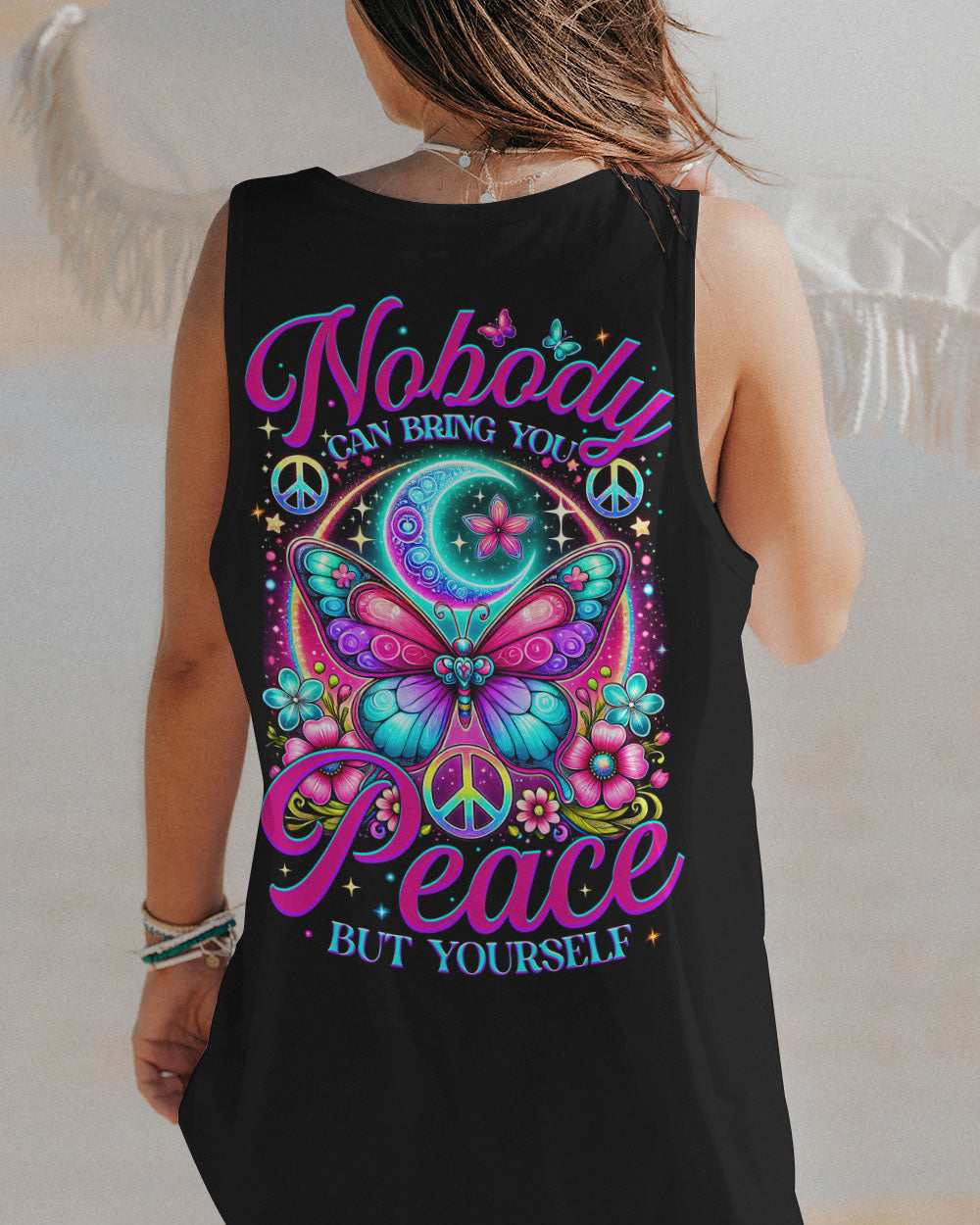 Nobody Can Bring You Peace But Yourself Colorful Butterfly and Moon AOP Shirts _11_ rKeqZ