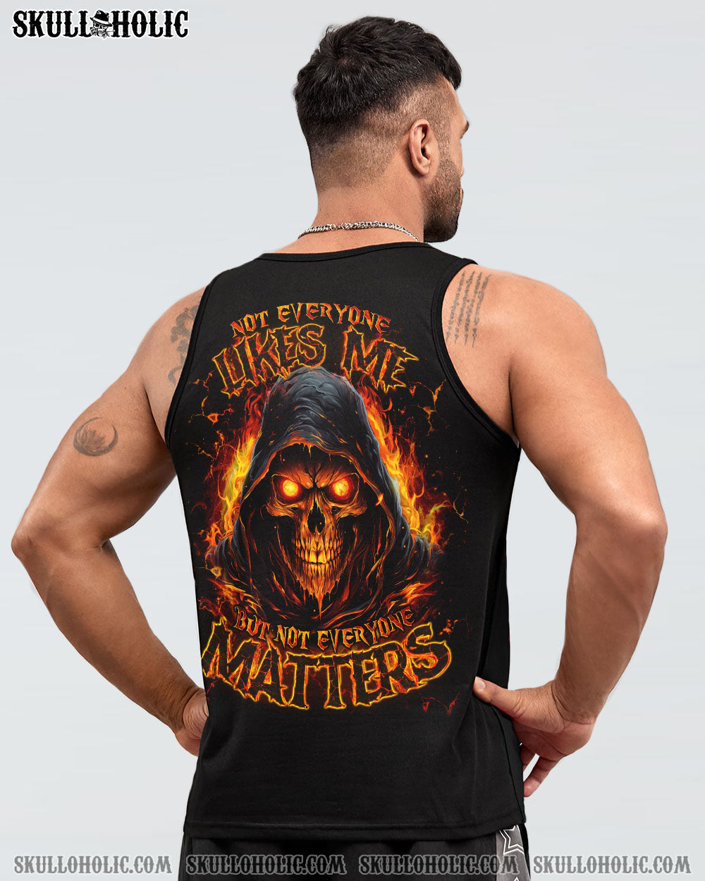 Not Everyone Likes Me Skull but Not Everyone Matters Grim Reaper Fiery Eyes AOP Shirts _10_ 47Eoq