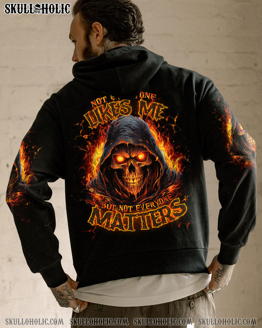 Not Everyone Likes Me Skull but Not Everyone Matters Grim Reaper Fiery Eyes AOP Shirts _12_ JcBU6