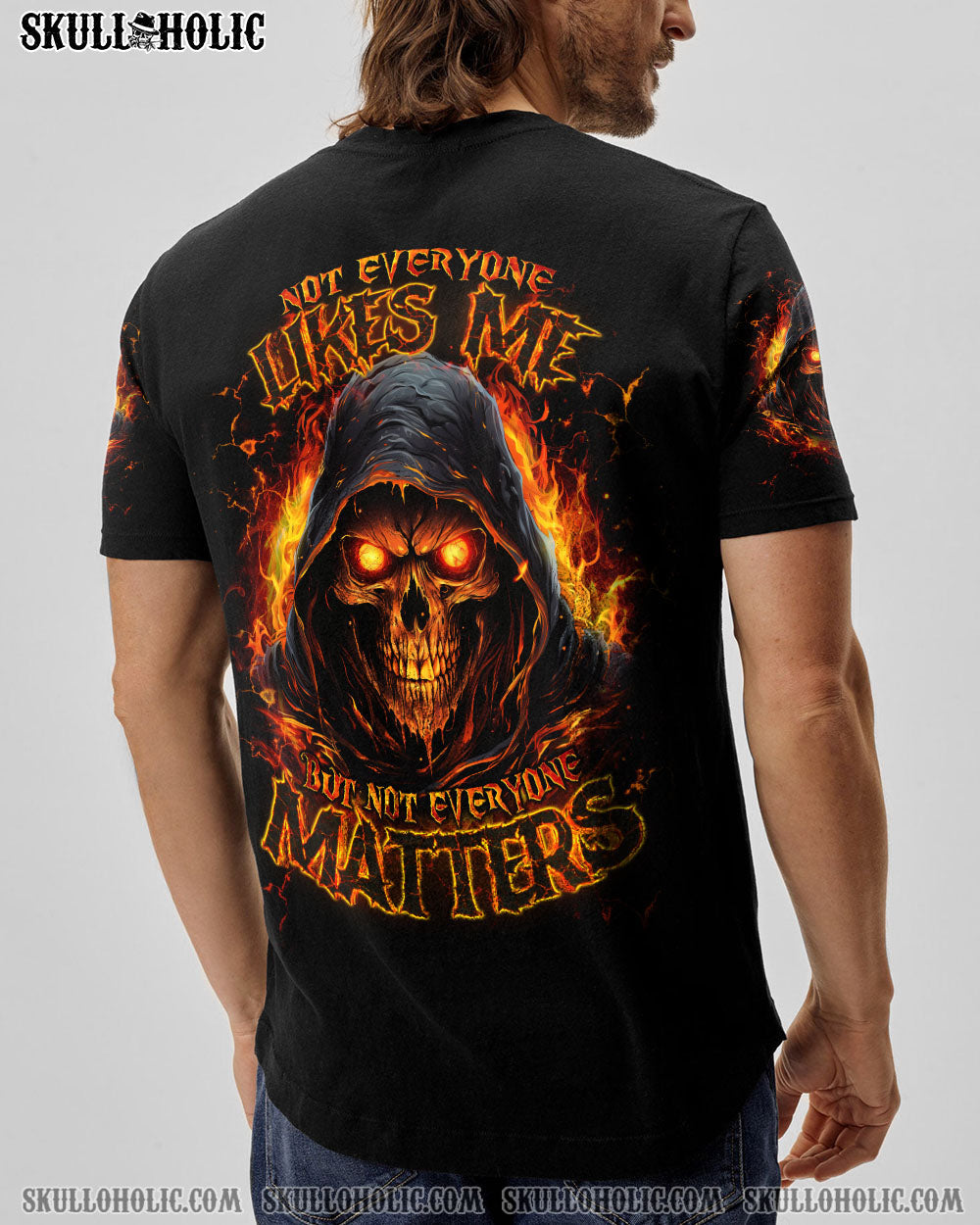 Not Everyone Likes Me Skull but Not Everyone Matters Grim Reaper Fiery Eyes AOP Shirts _3_ IdtkV
