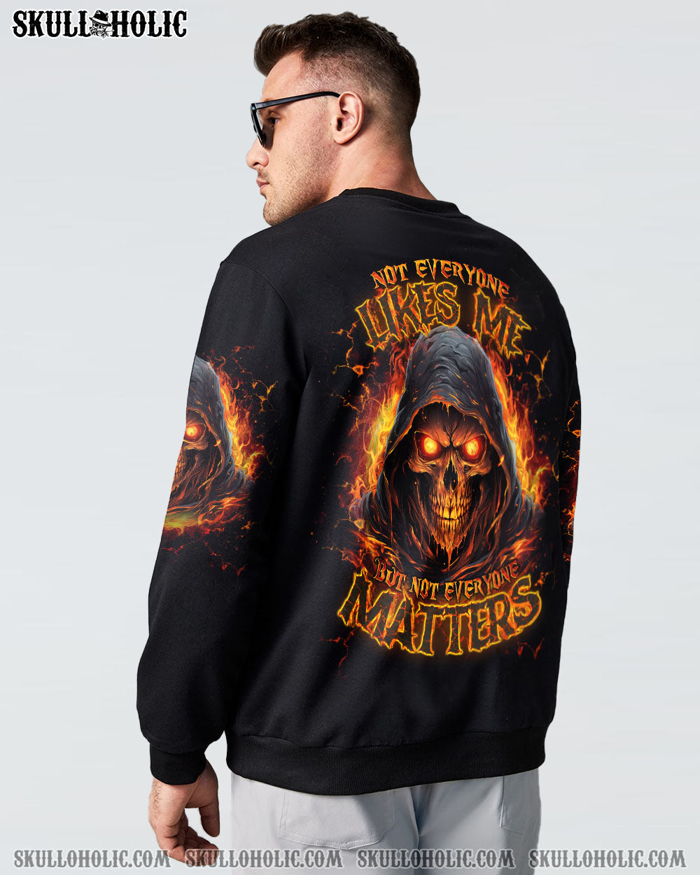 Not Everyone Likes Me Skull but Not Everyone Matters Grim Reaper Fiery Eyes AOP Shirts _7_ D8lqp