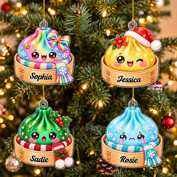 Custom Name Dumplings Colorful Cute Squishy Christmas - Personalized Acrylic Ornament