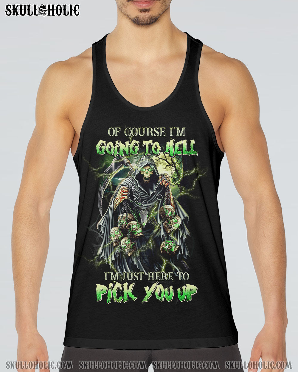 Of Course Im Going to Hell Im Just Here to Pick You Up Grim Reaper Graphic AOP Shirts _17_ c78VW