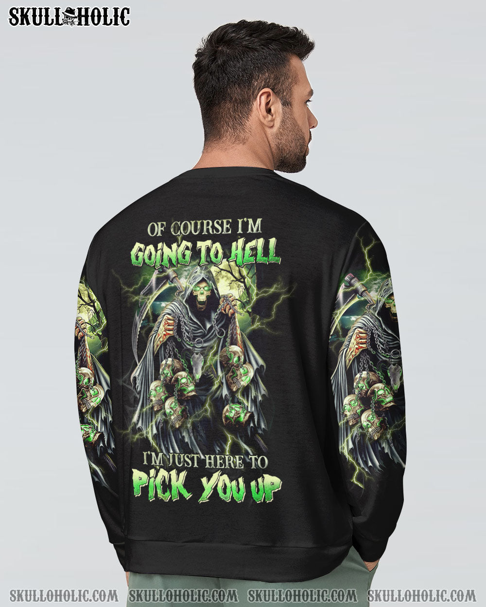 Of Course Im Going to Hell Im Just Here to Pick You Up Grim Reaper Graphic AOP Shirts _6_ B3PQX