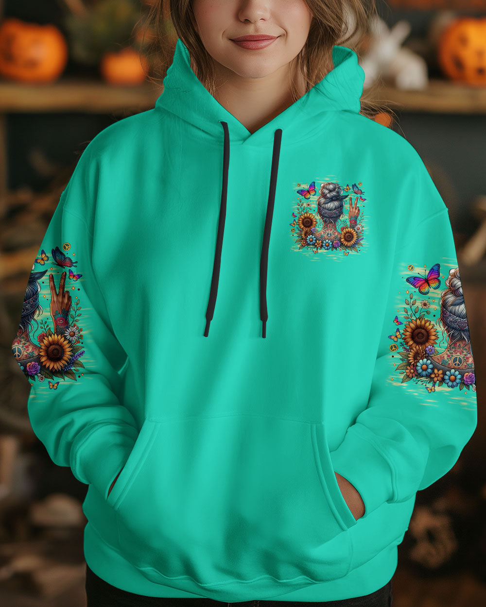 Old Hippies Crazy Grandparents Funny Peace sign with Flower AOP Shirts _6_ KdenS