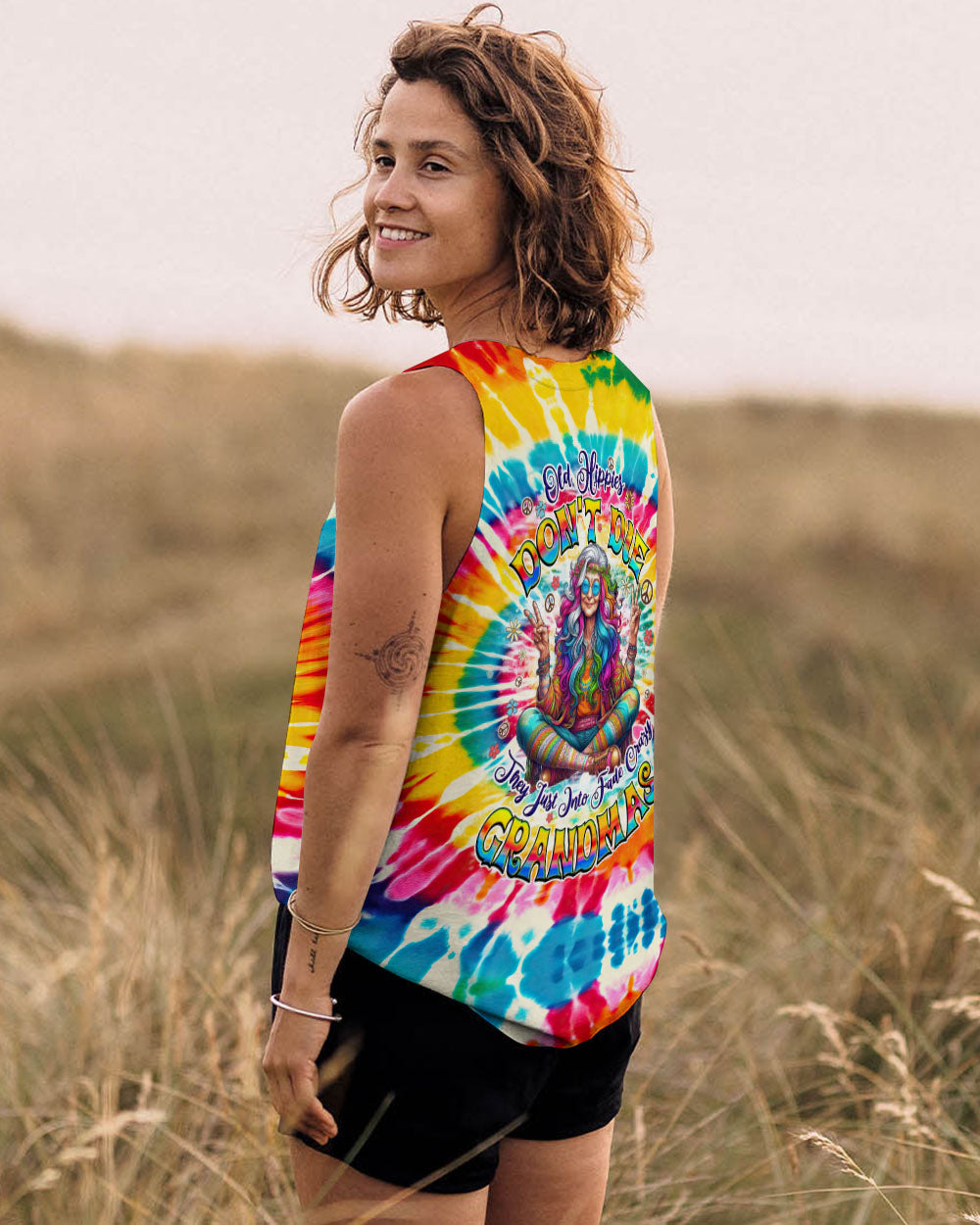 Old Hippies Don_E2_80_99t Die Tie Dye Colorful Funny Grandma Hippie AOP Shirts _13_ est9d