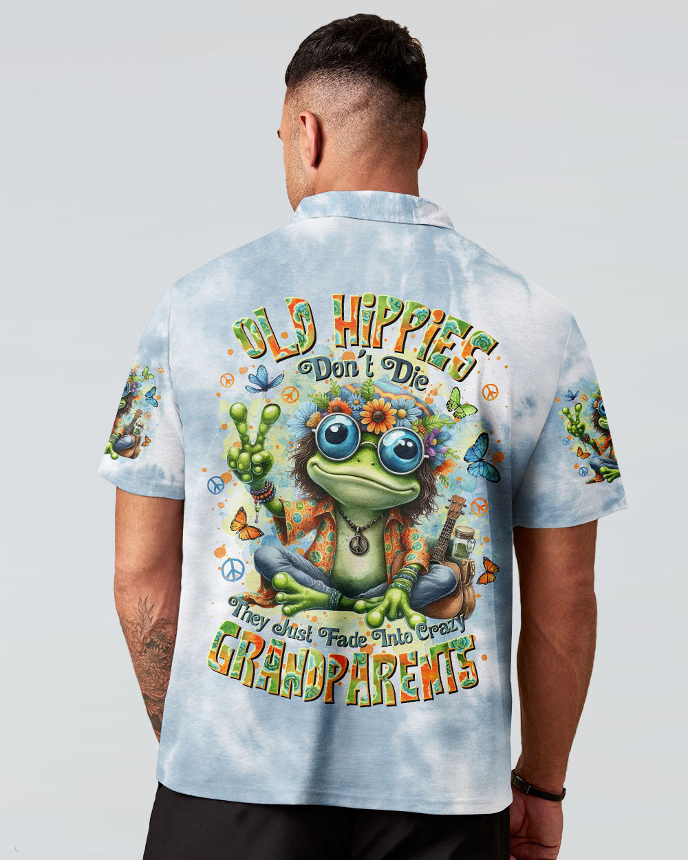Old Hippies Dont Die Crazy Grandparents Funny Frog Tie Dye Hippie AOP Shirts _12_ bGRJg