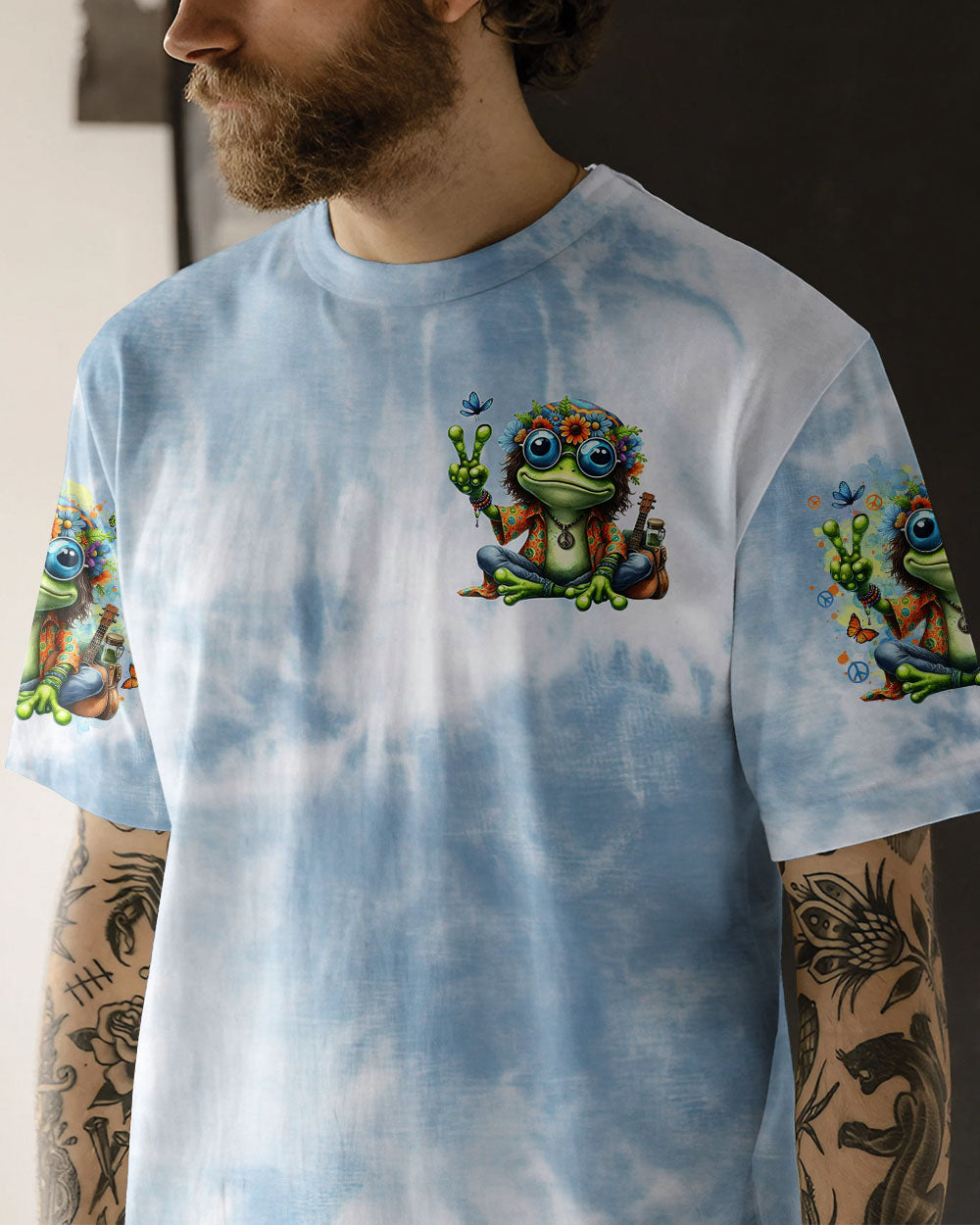 Old Hippies Dont Die Crazy Grandparents Funny Frog Tie Dye Hippie AOP Shirts _13_ vb8tS