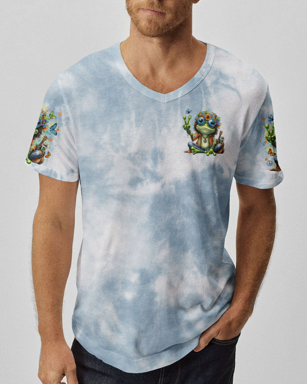 Old Hippies Dont Die Crazy Grandparents Funny Frog Tie Dye Hippie AOP Shirts _2_ zVd3n