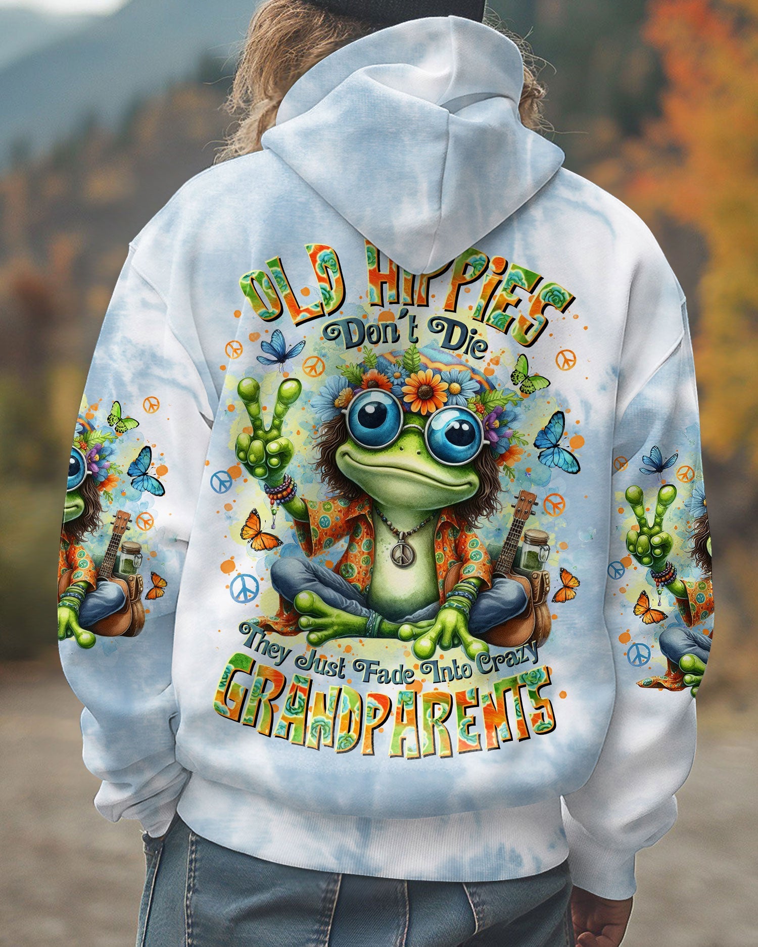 Old Hippies Dont Die Crazy Grandparents Funny Frog Tie Dye Hippie AOP Shirts _5_ pFvw8
