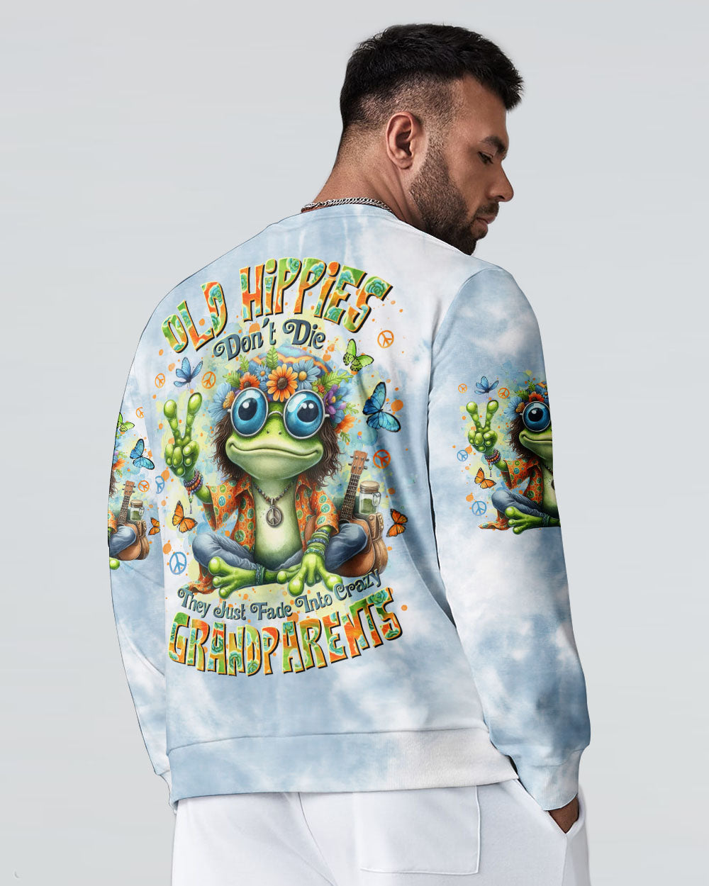 Old Hippies Dont Die Crazy Grandparents Funny Frog Tie Dye Hippie AOP Shirts _7_ uEzLa