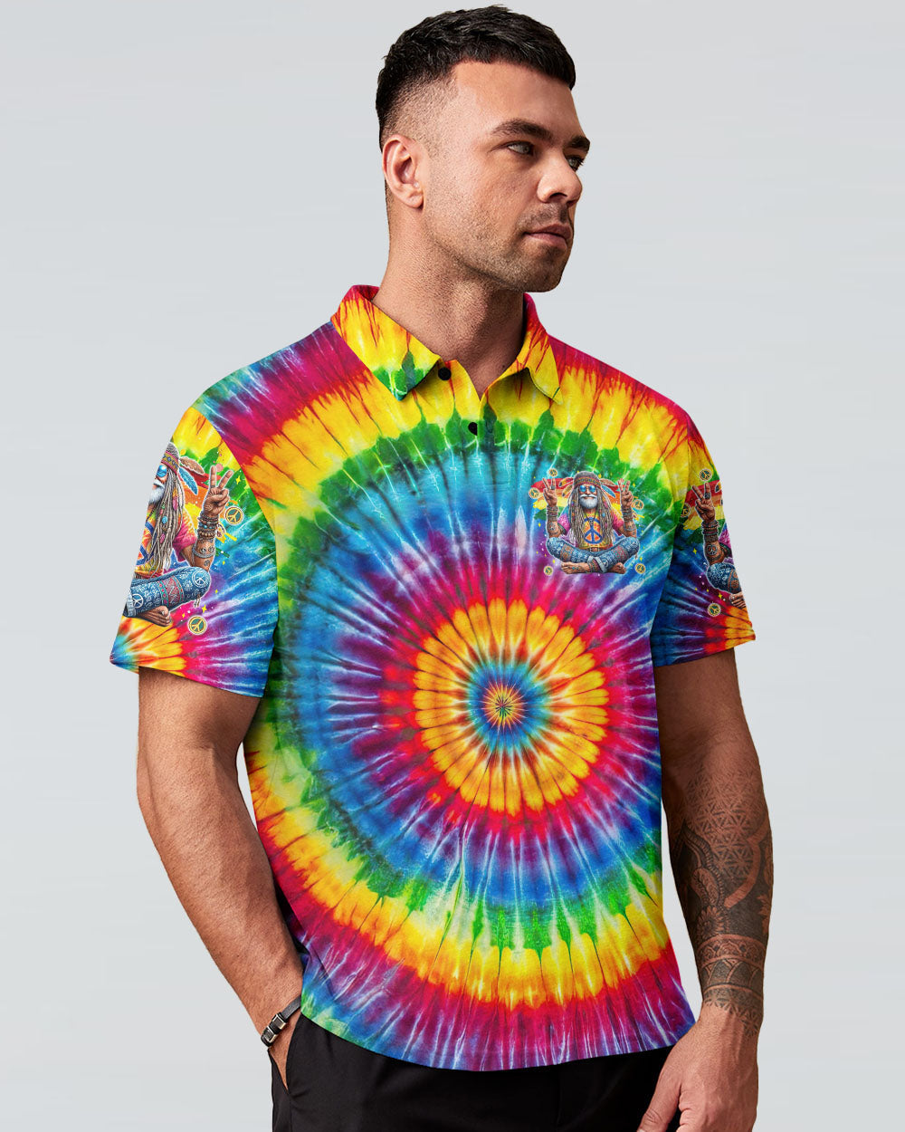 Old Hippies Dont Die Crazy Grandparents Funny Tie Dye Hippie Peace Sign AOP Shirts _11_ a4nWb