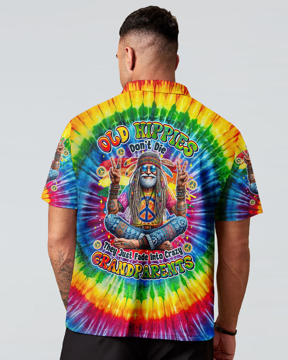 Old Hippies Dont Die Crazy Grandparents Funny Tie Dye Hippie Peace Sign AOP Shirts _12_ a4K5s
