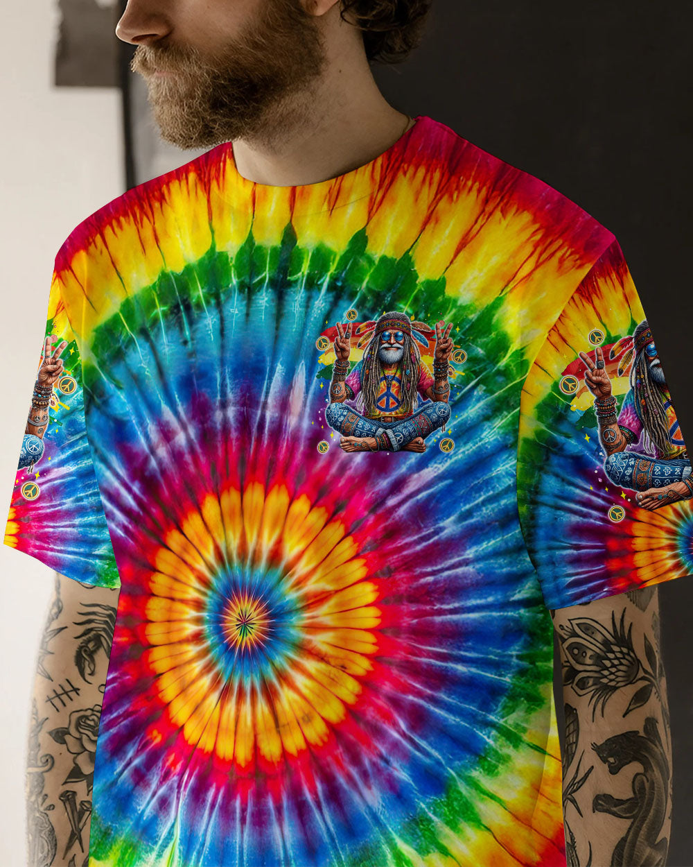 Old Hippies Dont Die Crazy Grandparents Funny Tie Dye Hippie Peace Sign AOP Shirts _13_ 9J3CY