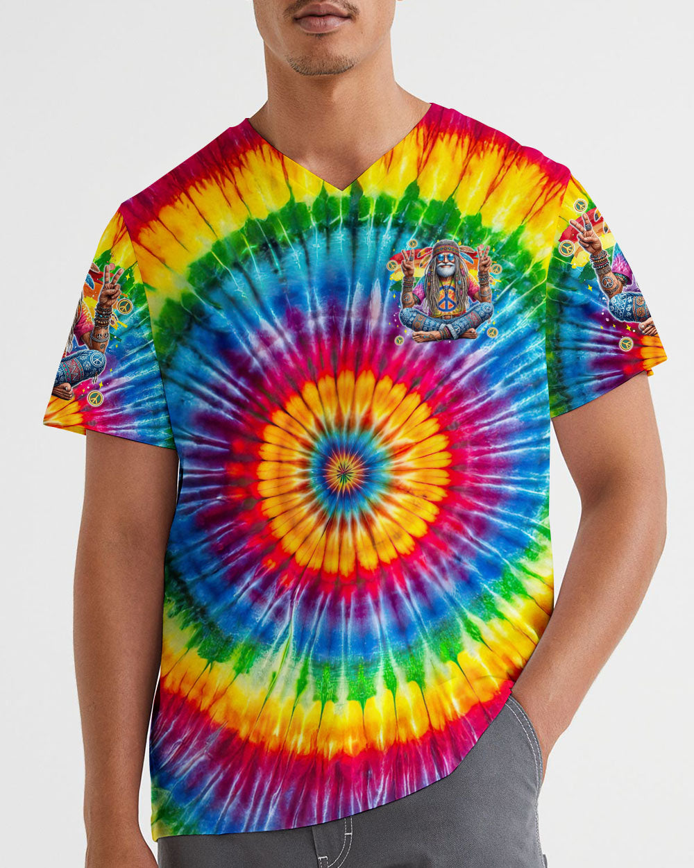 Old Hippies Dont Die Crazy Grandparents Funny Tie Dye Hippie Peace Sign AOP Shirts _15_ TwizL