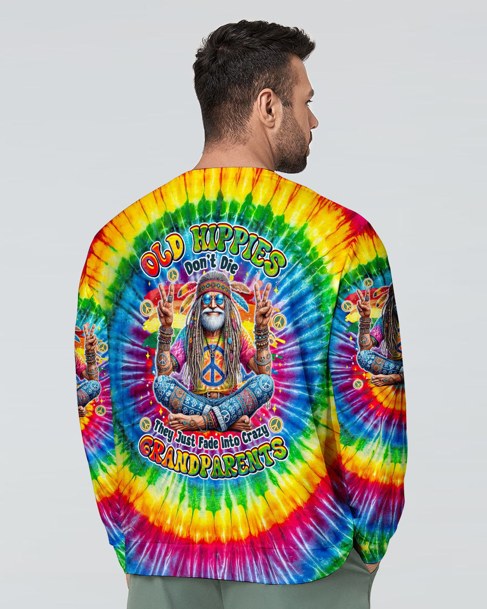 Old Hippies Dont Die Crazy Grandparents Funny Tie Dye Hippie Peace Sign AOP Shirts _3_ 05uFJ
