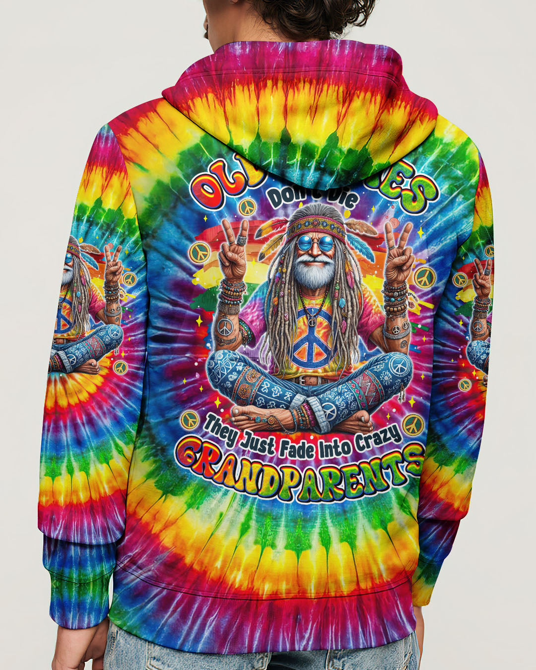 Old Hippies Dont Die Crazy Grandparents Funny Tie Dye Hippie Peace Sign AOP Shirts _5_ DOdpK