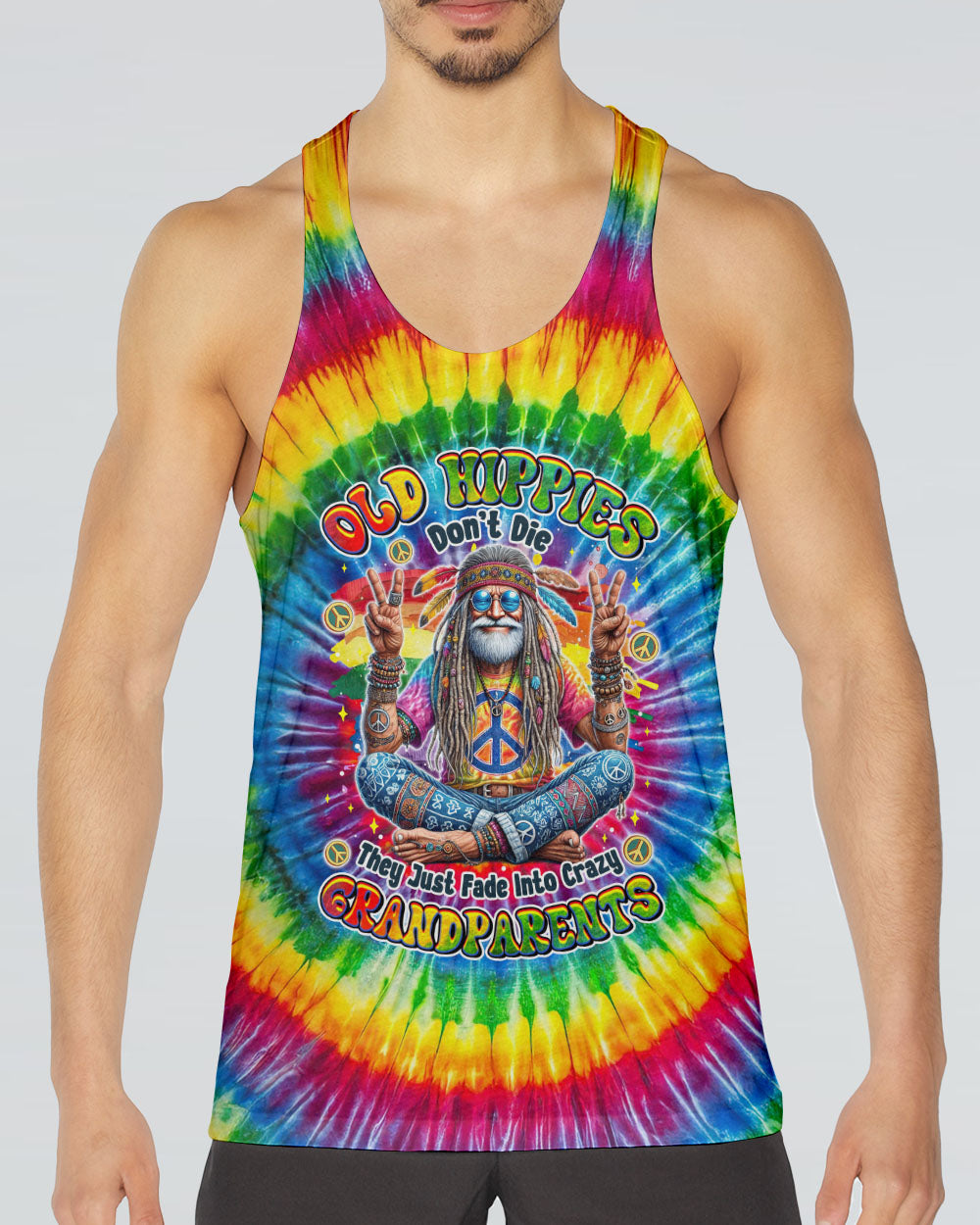Old Hippies Dont Die Crazy Grandparents Funny Tie Dye Hippie Peace Sign AOP Shirts _8_ ZnuCn