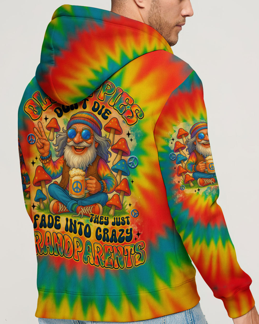 Old Hippies Dont Die Fade Into Crazy Grandparents Funny Tie Dye Design AOP Shirts _10_ Rplye