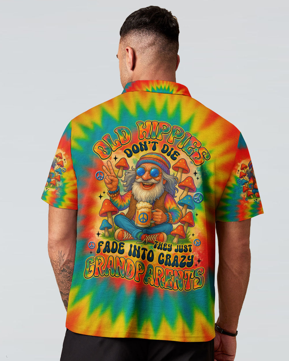 Old Hippies Dont Die Fade Into Crazy Grandparents Funny Tie Dye Design AOP Shirts _13_ 38aqe