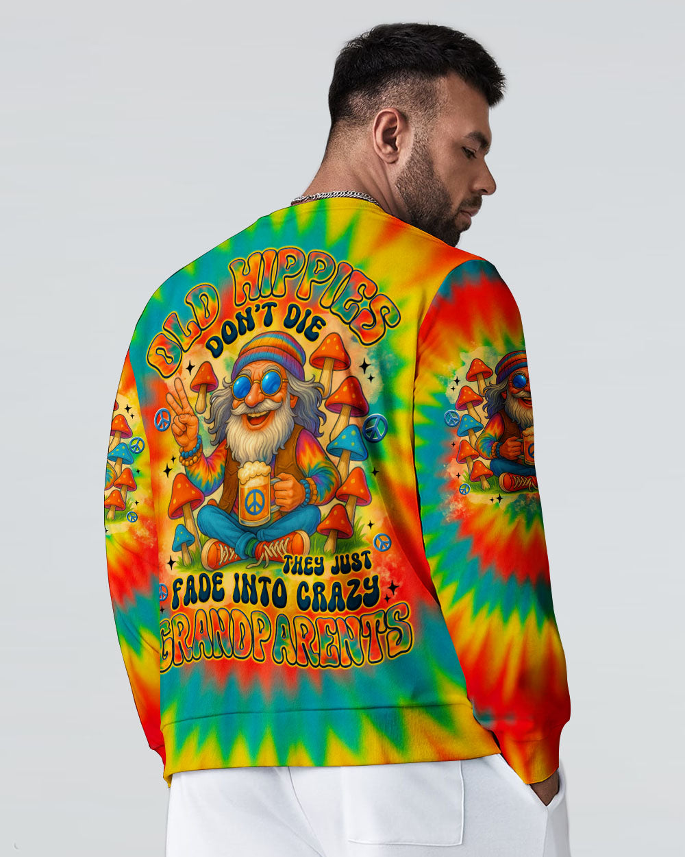 Old Hippies Dont Die Fade Into Crazy Grandparents Funny Tie Dye Design AOP Shirts _3_ uNtHv