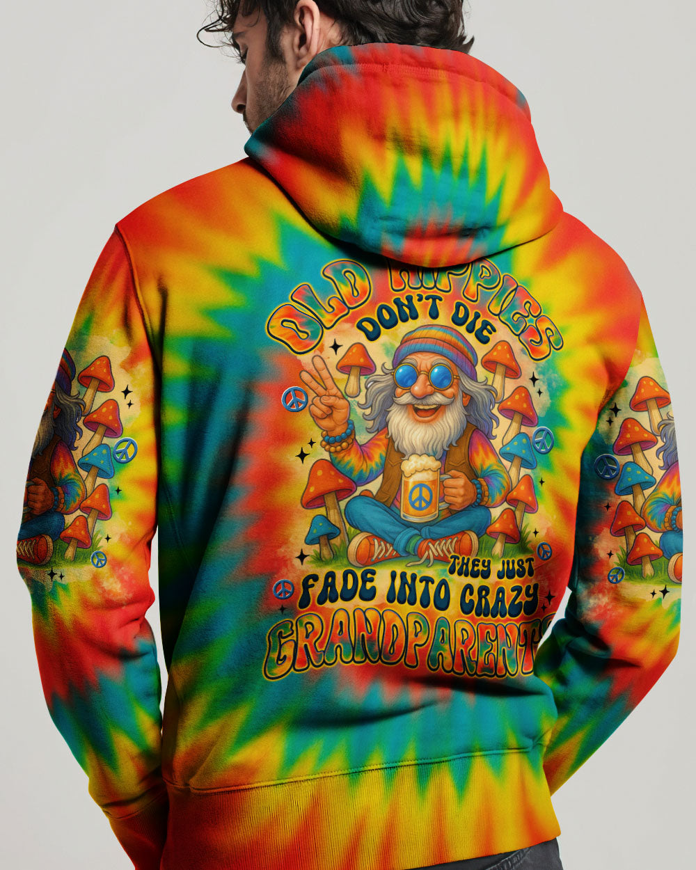 Old Hippies Dont Die Fade Into Crazy Grandparents Funny Tie Dye Design AOP Shirts _5_ ygzYE