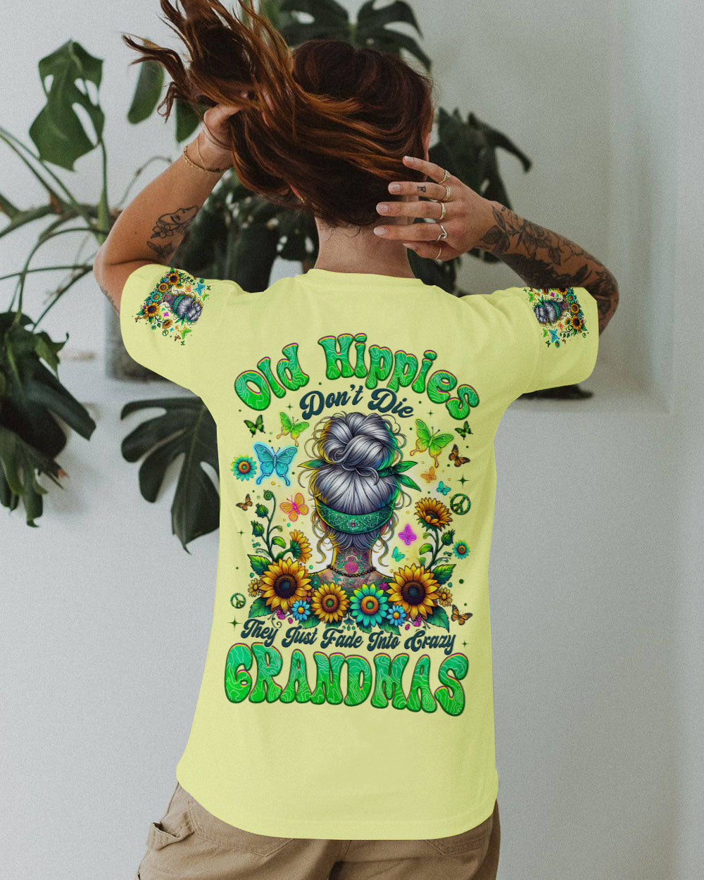 Old Hippies Dont Die Funny Grandma Hippie Graphic AOP Shirts _9_ 73KB2