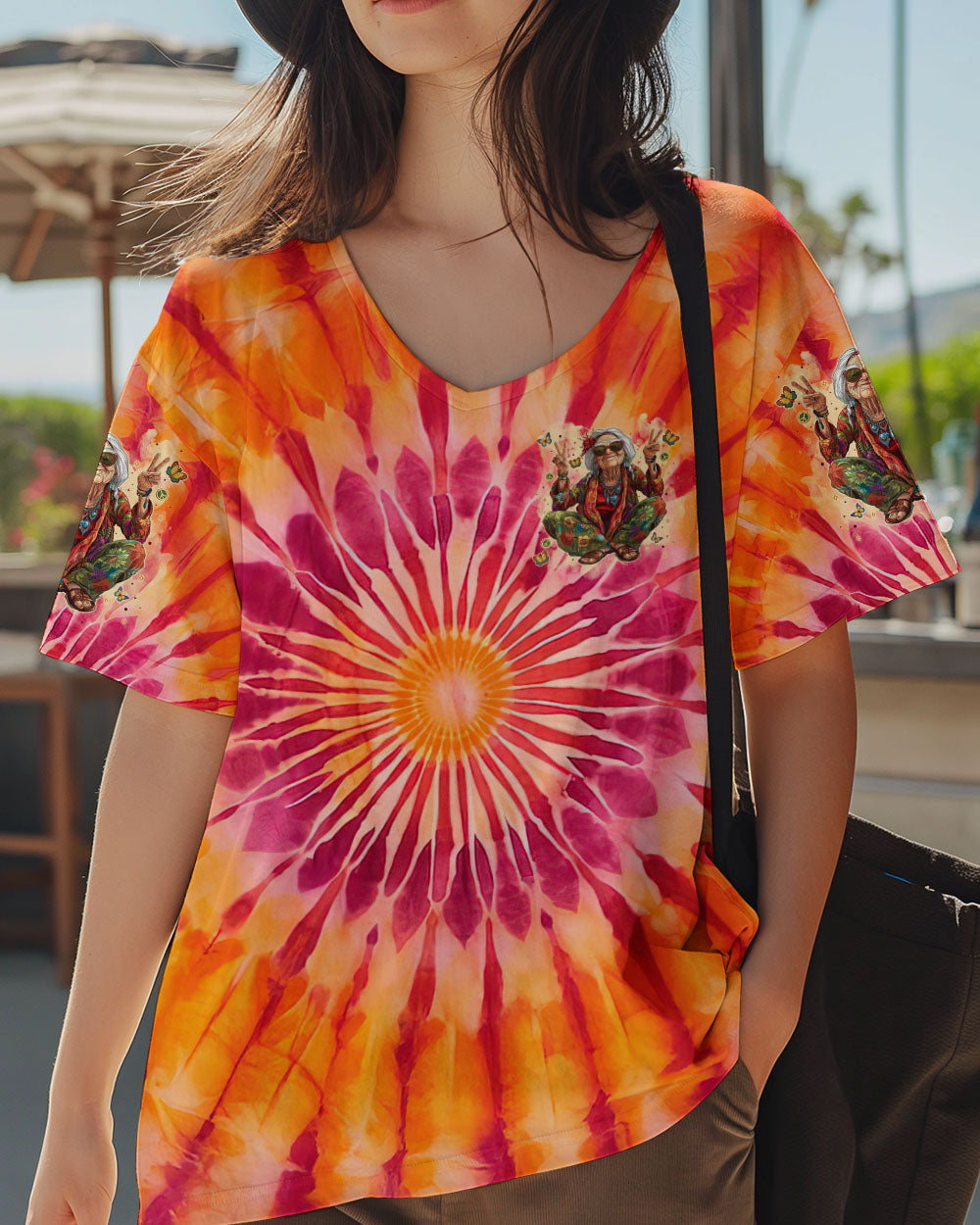 Old Hippies Into Crazy Grandmas Tie Dye Funny Hippie Grandma AOP Shirts _2_ HtZSj