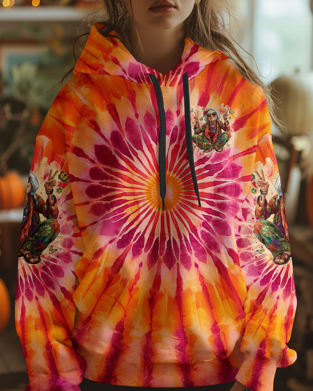 Old Hippies Into Crazy Grandmas Tie Dye Funny Hippie Grandma AOP Shirts _4_ uQfdL