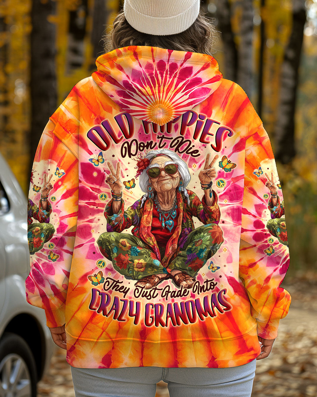 Old Hippies Into Crazy Grandmas Tie Dye Funny Hippie Grandma AOP Shirts _5_ XFrcr