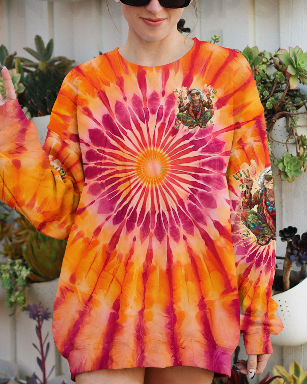 Old Hippies Into Crazy Grandmas Tie Dye Funny Hippie Grandma AOP Shirts _6_ 9ub38