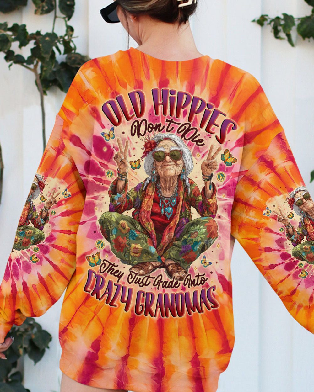 Old Hippies Into Crazy Grandmas Tie Dye Funny Hippie Grandma AOP Shirts _7_ tVZGy